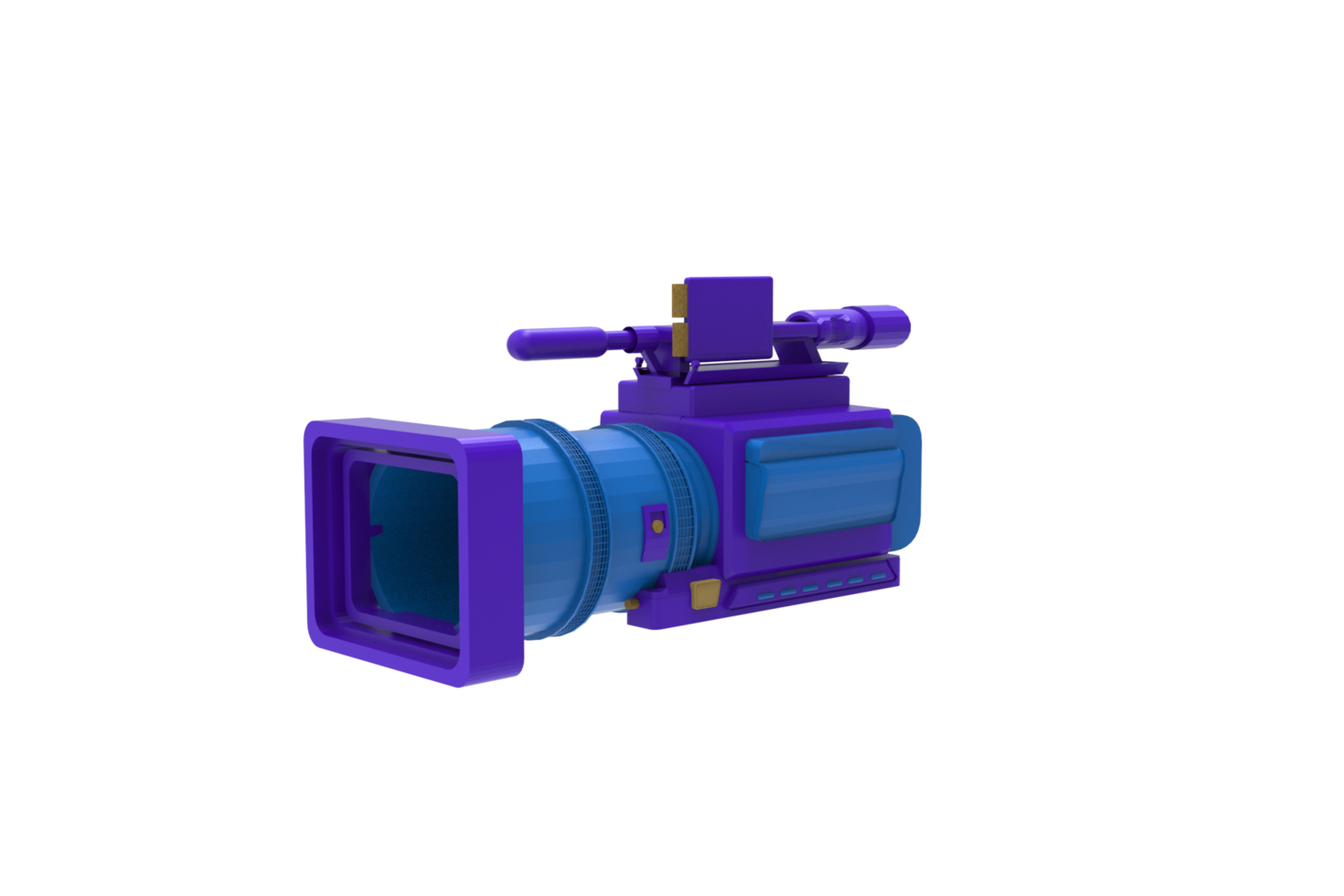 A blue camera with a purple lens png