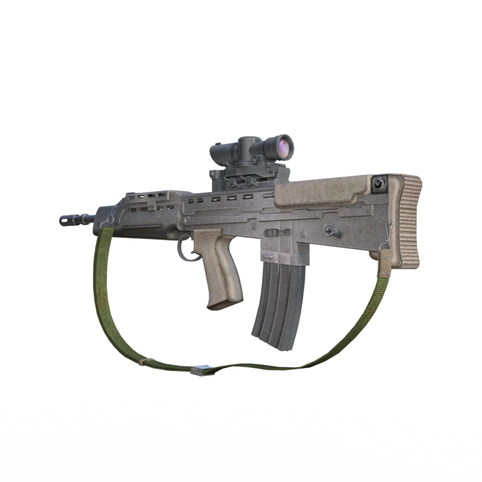 An assault rifle with a green strap png