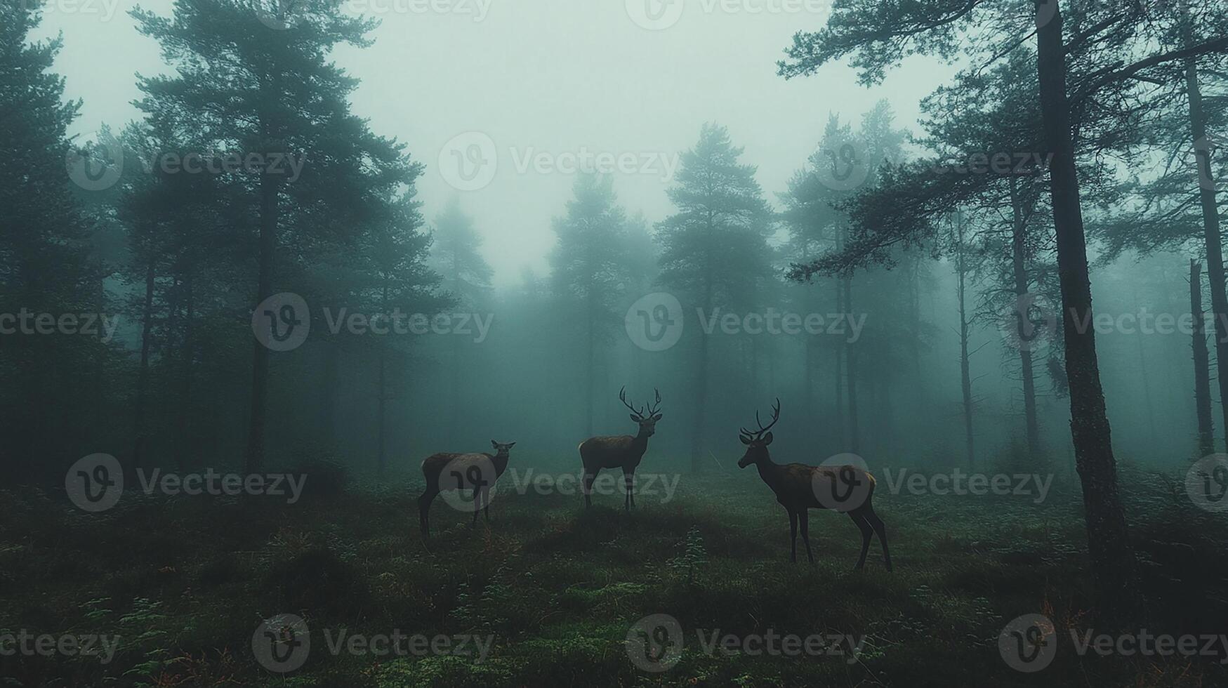 Deer in the fog photo