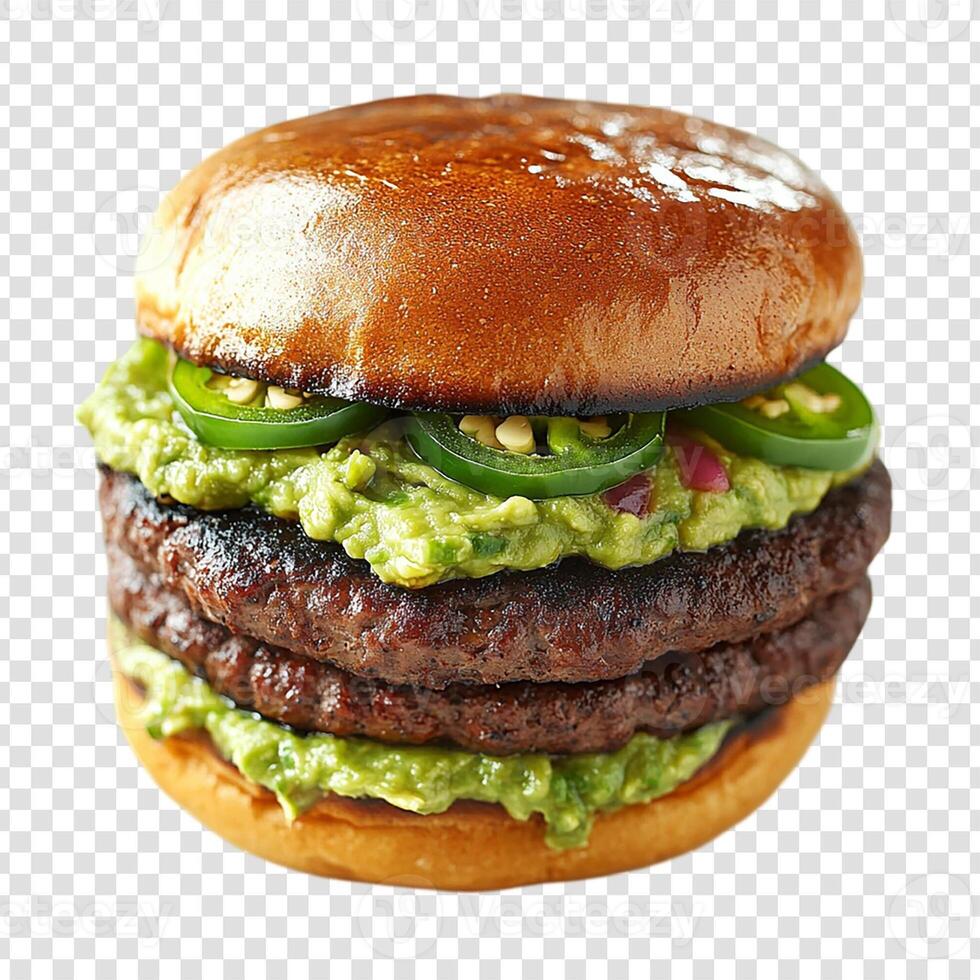 A hamburger with green peppers and jalapenos photo