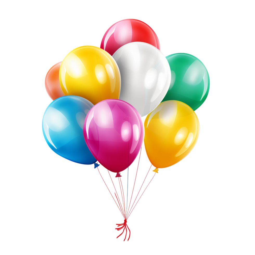 Floating Group of Multicolored Helium Balloons Tied Together for Festive Events and Decorations png