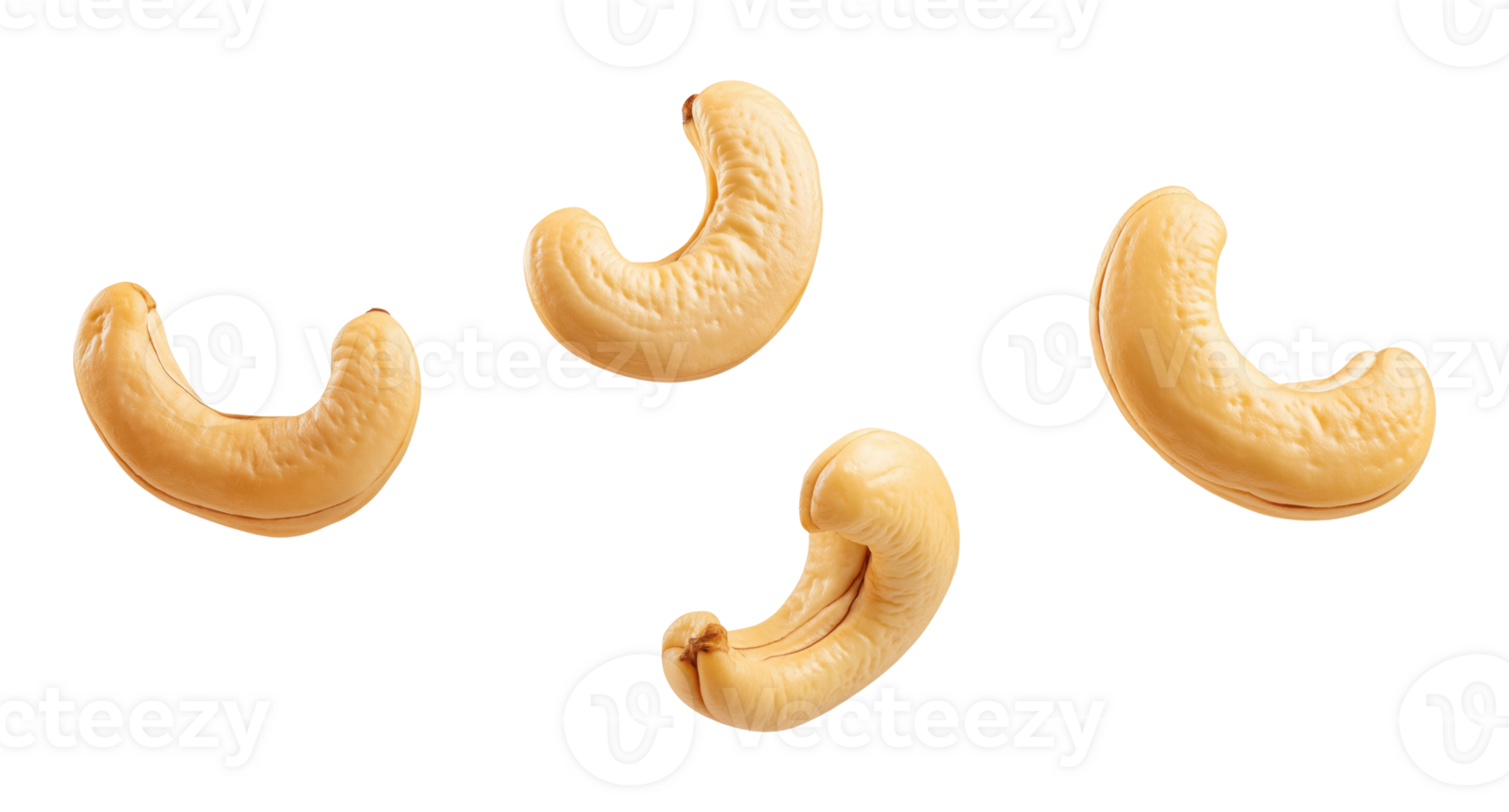 Flying cashew nuts isolated on transparent background png