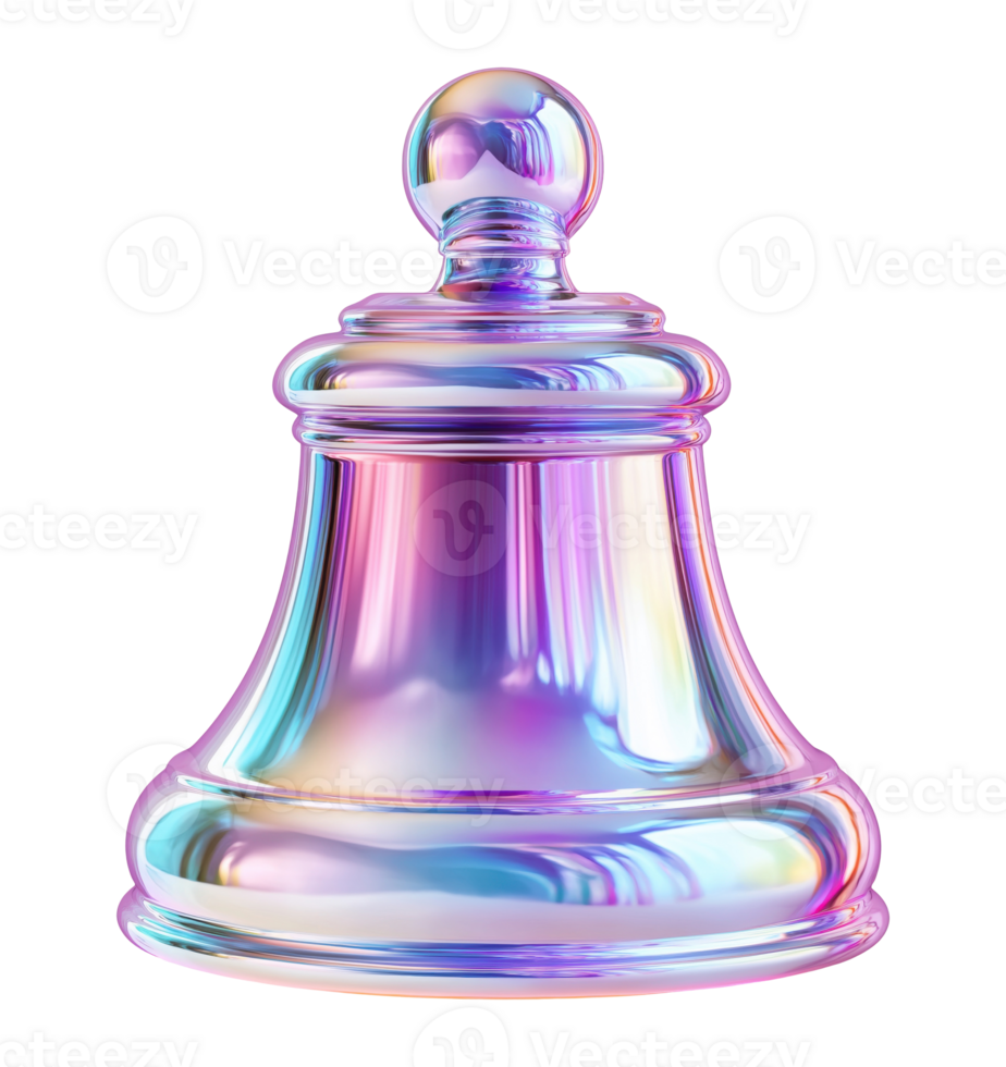 Shiny holographic bell with a smooth gradient effect, isolated on a transparent background png