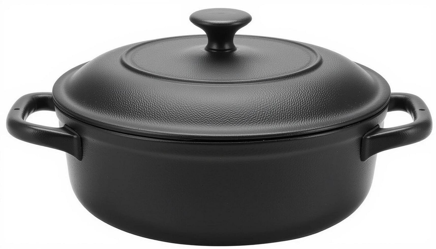 A black dutch oven on a white background photo
