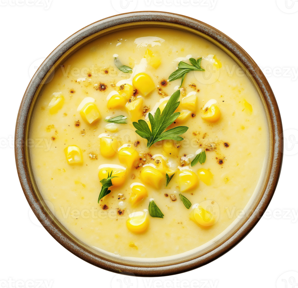 Soup with Corn, Top View png