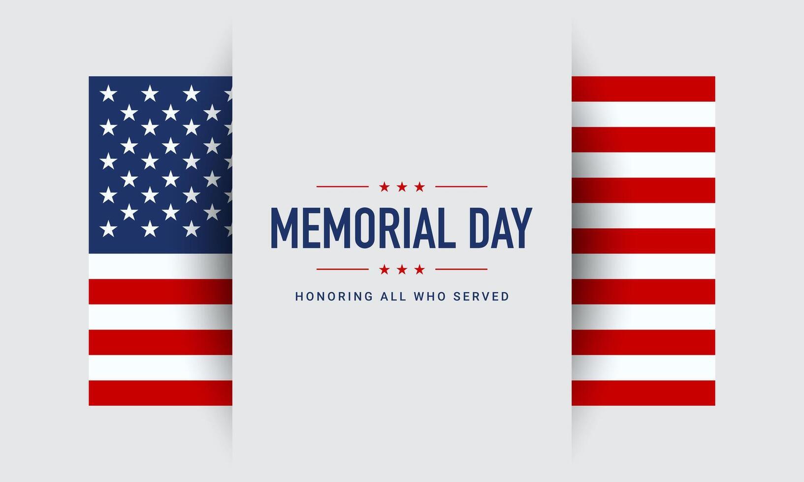 Memorial Day in United States. Horizontal banner with USA flag. vector