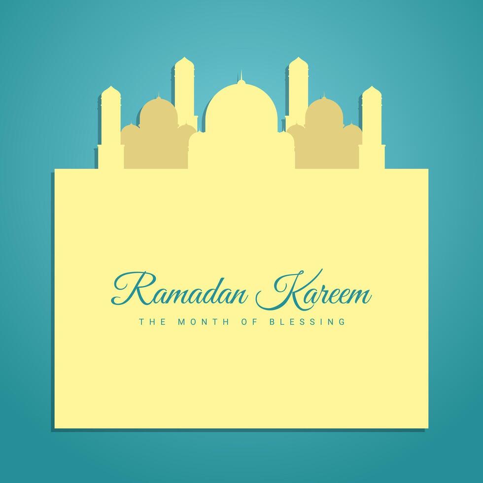 Modern design illustration for Ramadan Kareem with mosque and space for text. vector
