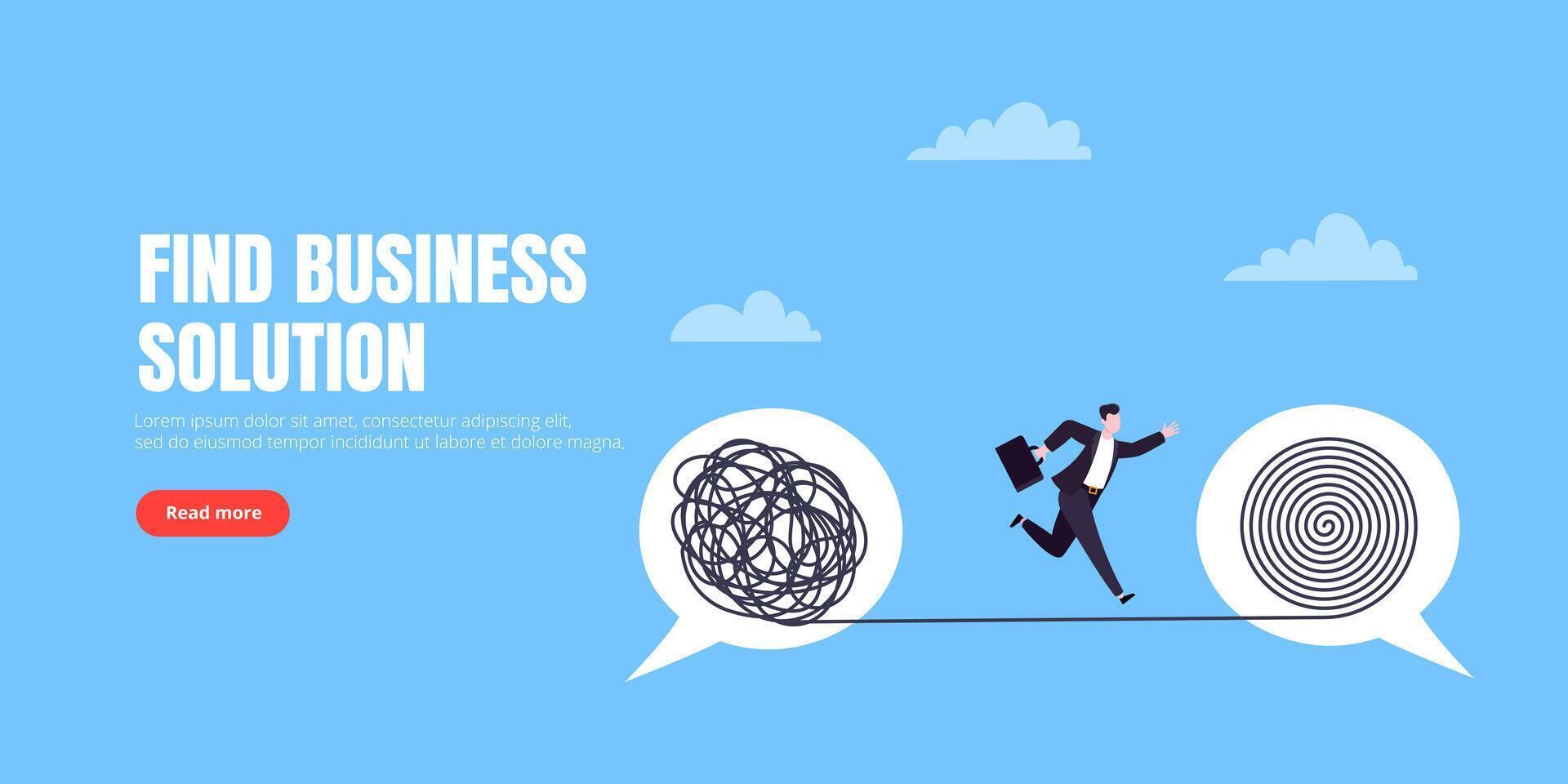 Understanding problem solution simplify challenge. Unravel business chaos process concept vector