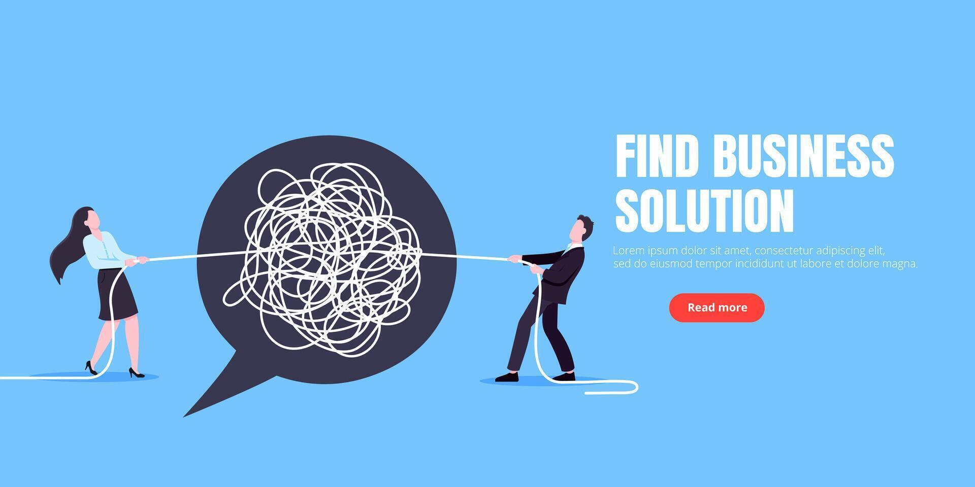 Unravel business chaos process with tangle difficult problem mess business concept solution vector
