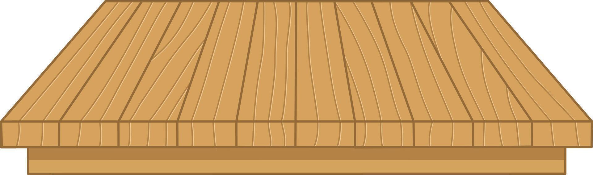 Wooden Table Top Front View With Texture. Flat and Simple Style. vector