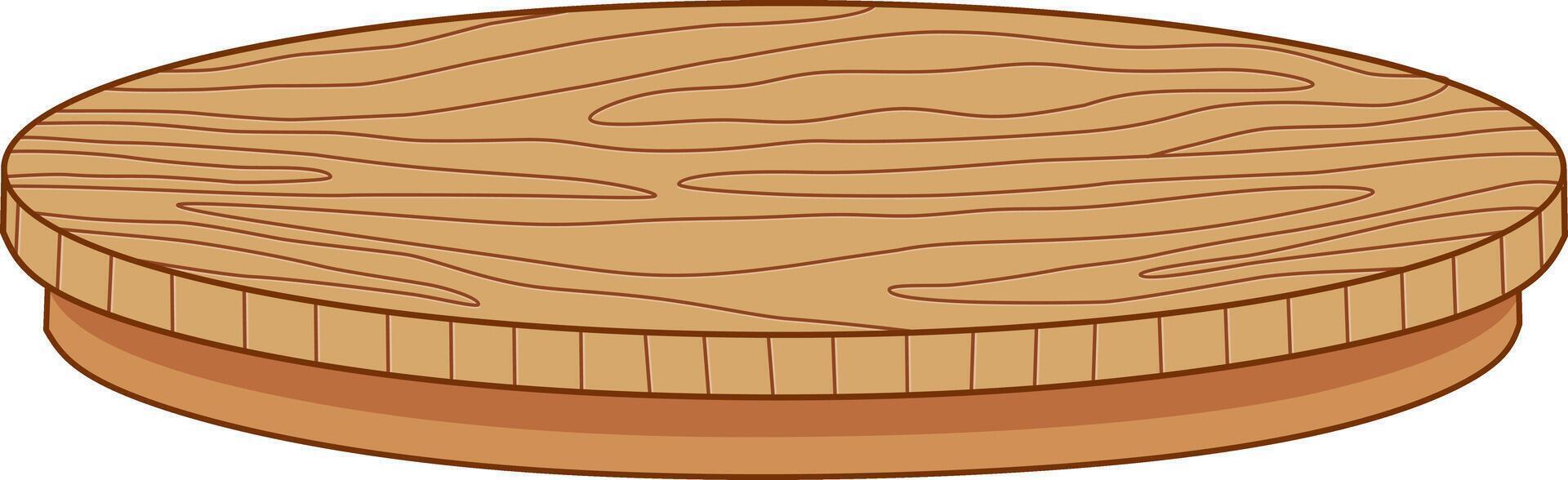 Brown Round Wooden Table Top With Texture. Flat and Simple Style. vector