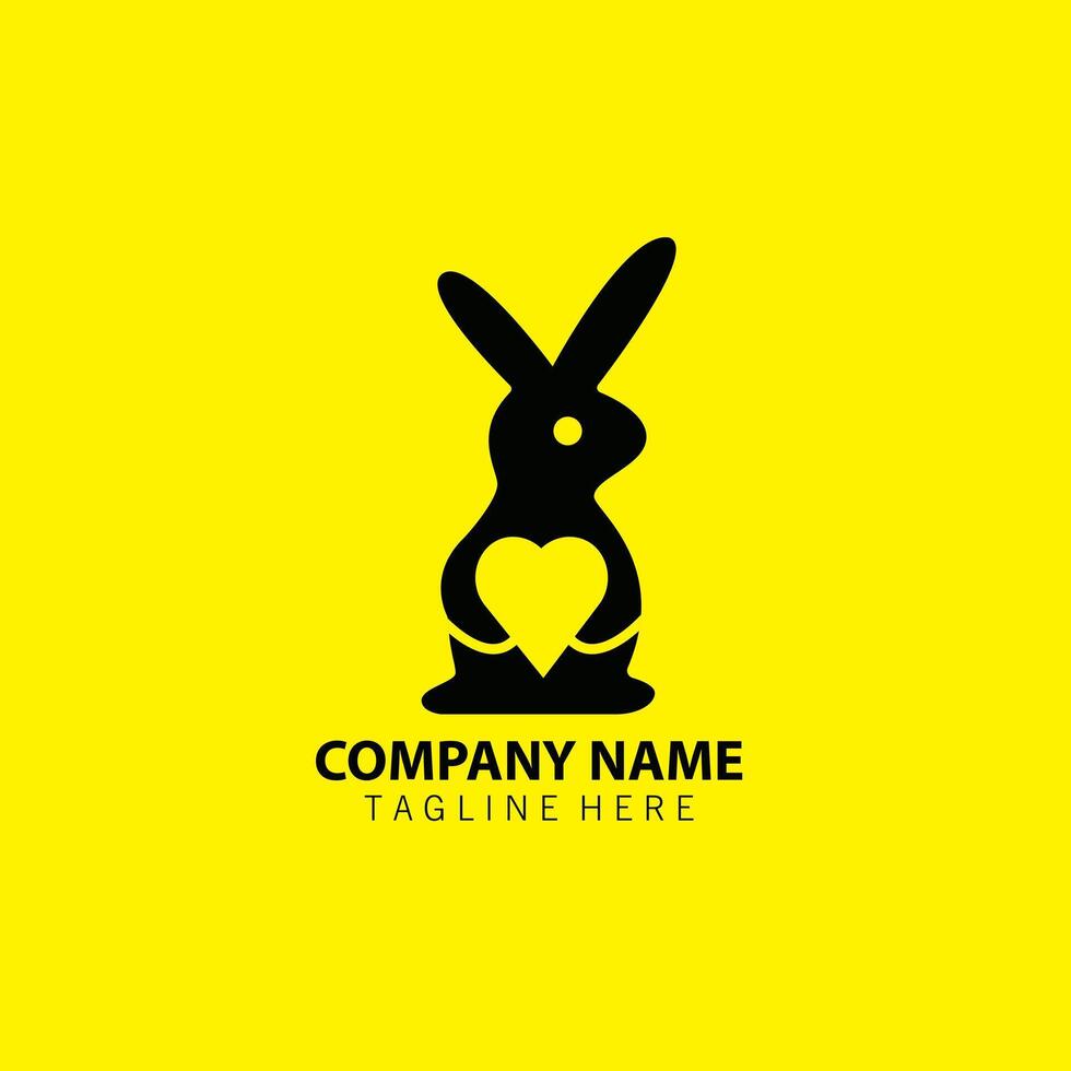 bunny love logo design vector