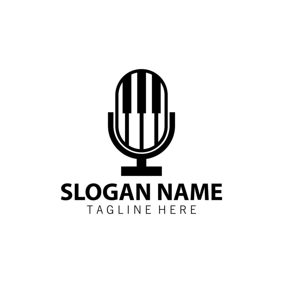piano podcasts logo design vector