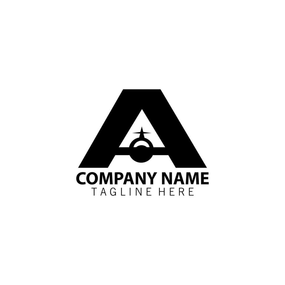 initial letter A aircraft logo design vector