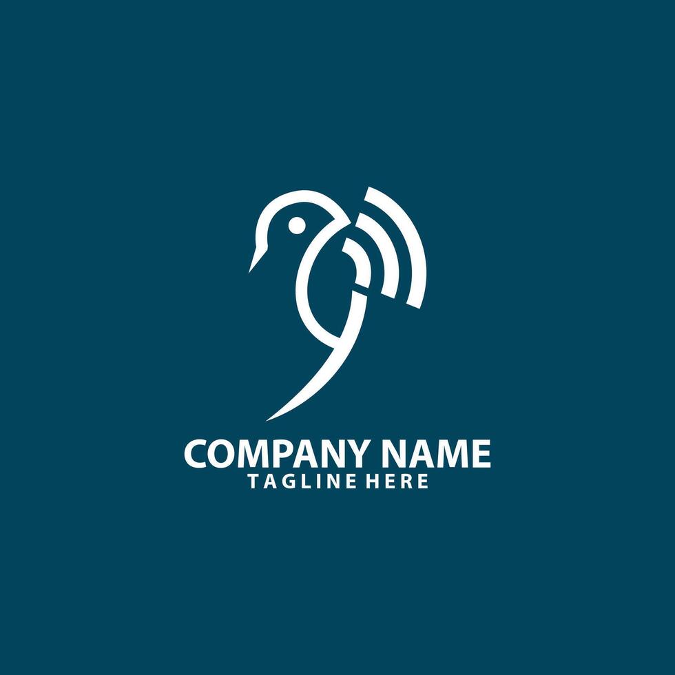 wifi bird logo design template element vector