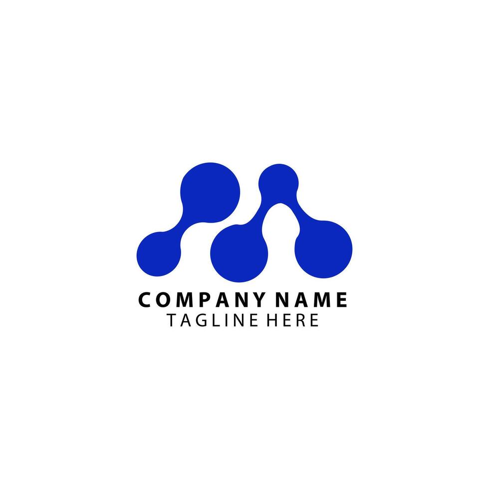 letter M molecule logo design vector