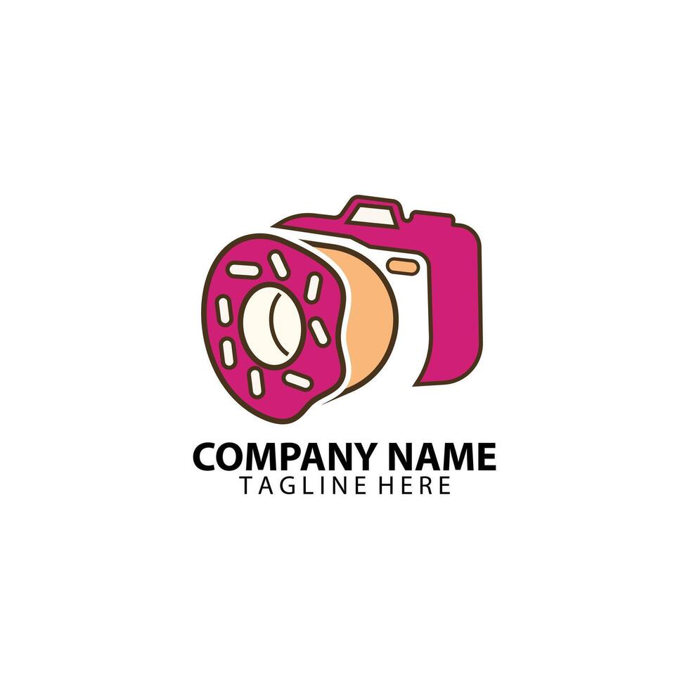 donut camera logo design vector