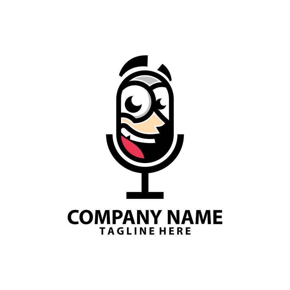 laughing podcast logo design vector