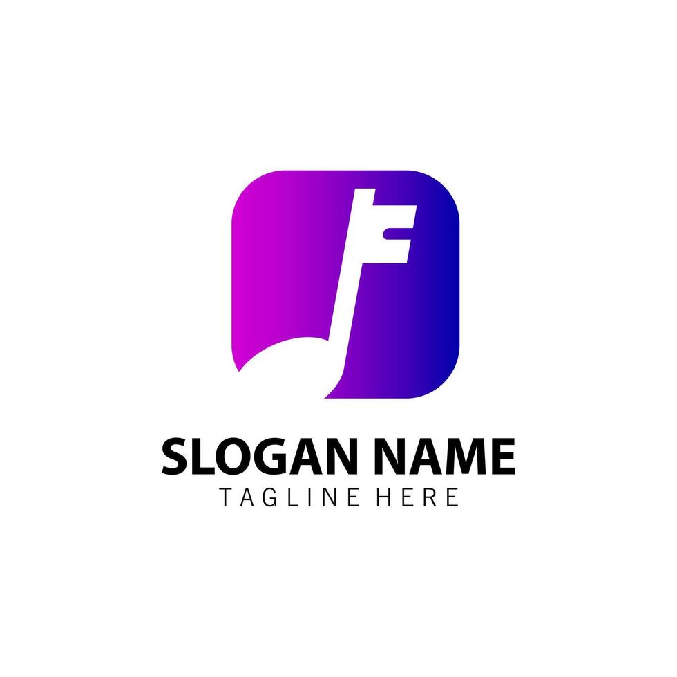 letter F notes key Logo design vector