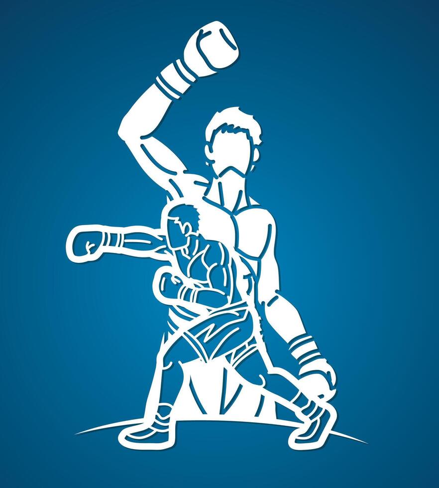 Shadow Ultimate Fighting Group of Boxer Mix Action Boxing Sport vector
