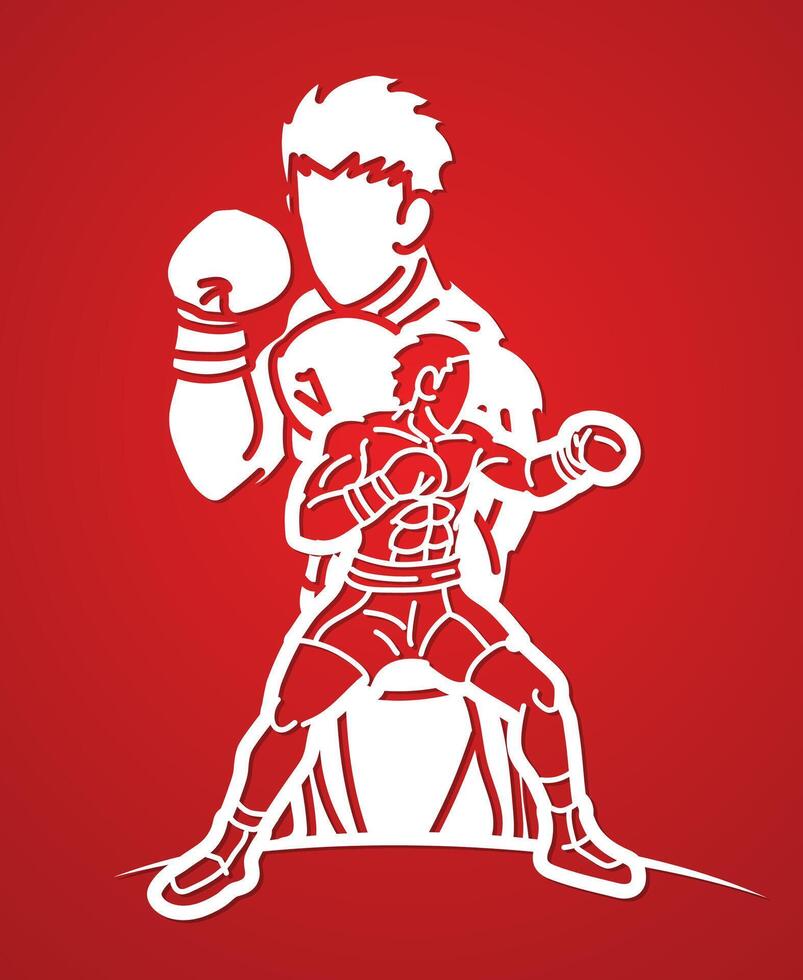 Ultimate Fighting Outline Boxer Mix Action Boxing Sport Cartoon vector
