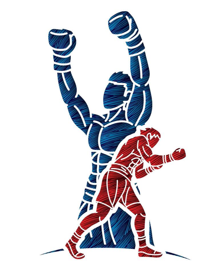 Ultimate Fighting Group of Boxer Mix Action Boxing Sport vector
