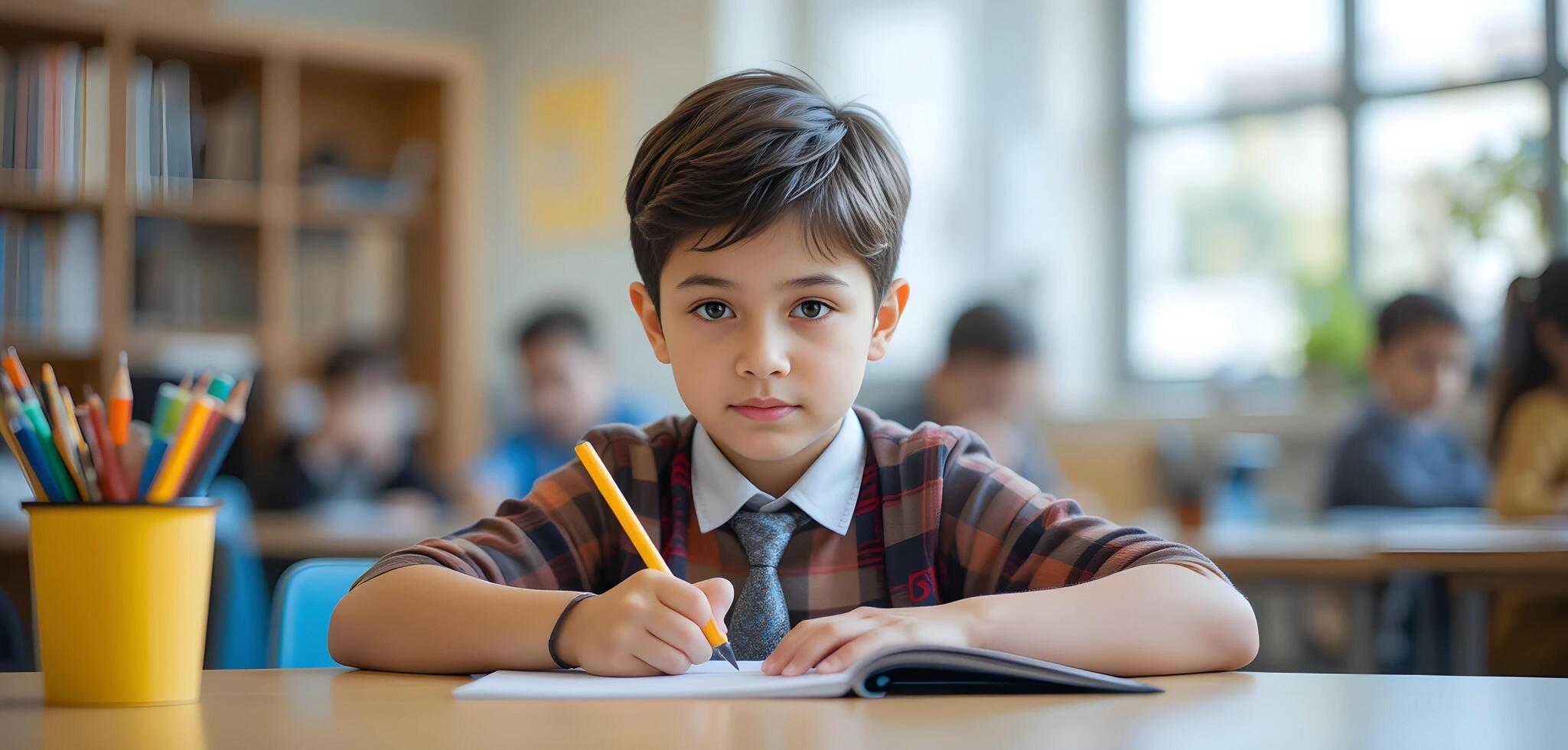 young student studying in class photo