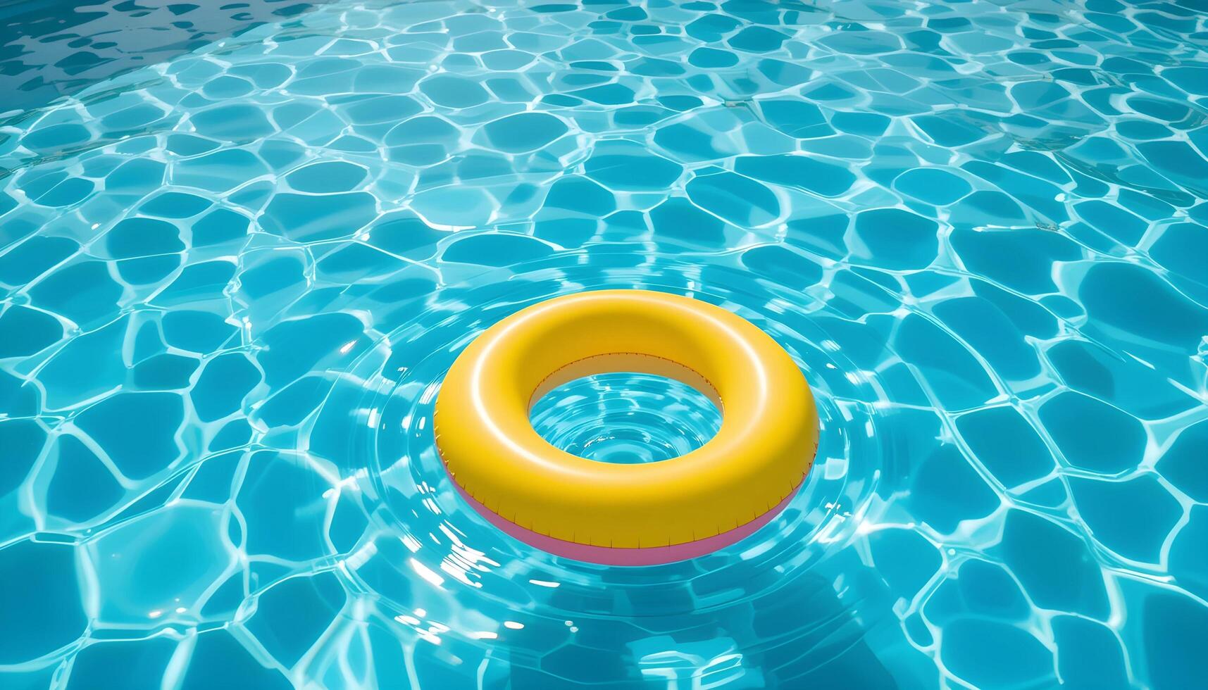 swimming pool ring float in blue water. concept color summer. photo