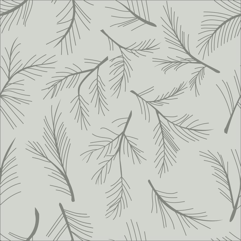 Seamless Pattern of Pine Branches on a Light Green Background vector