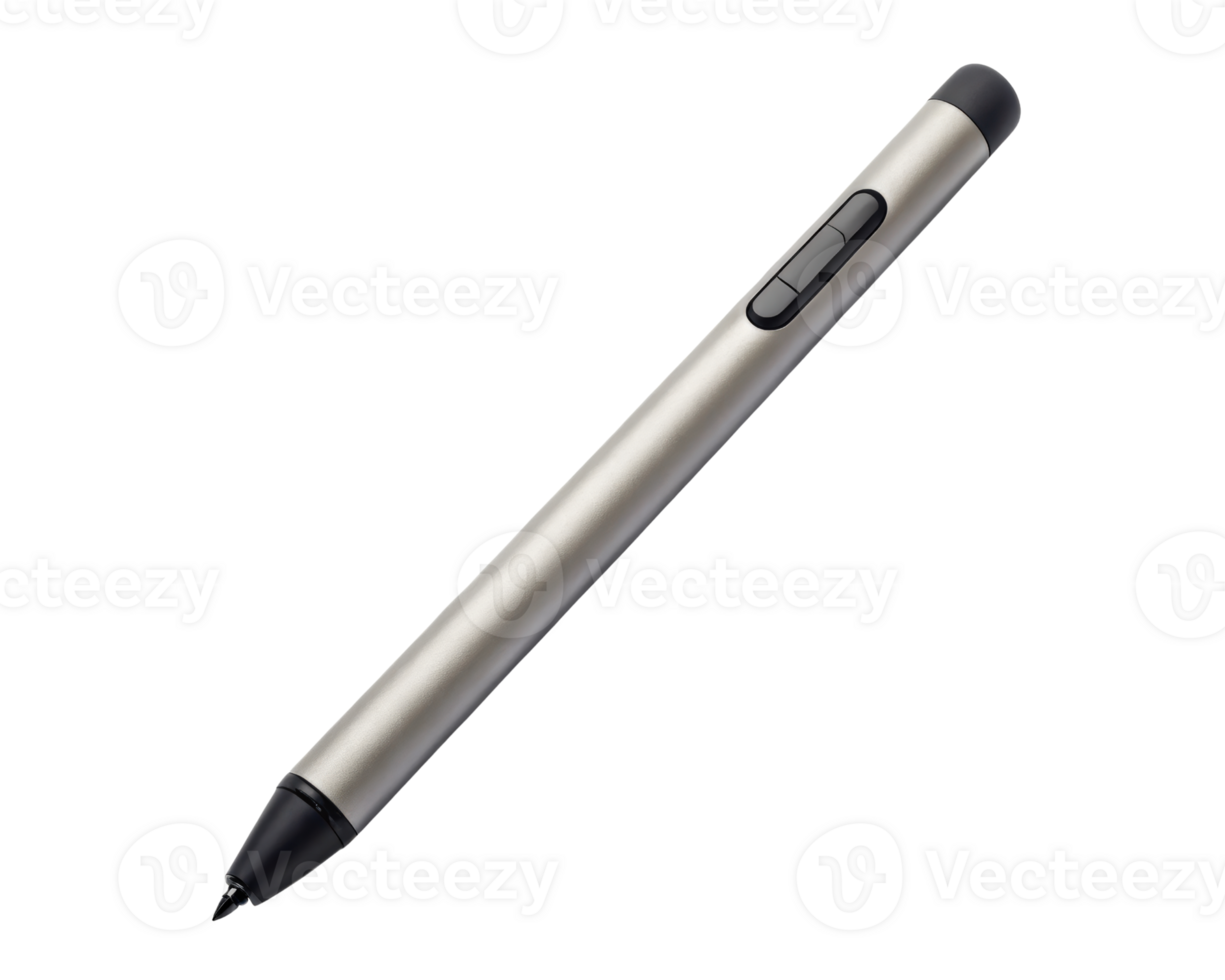 Silver stylus for touchscreen devices on a transparent background png