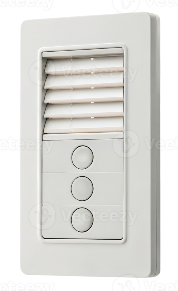 White wall mounted blind control on a transparent background png