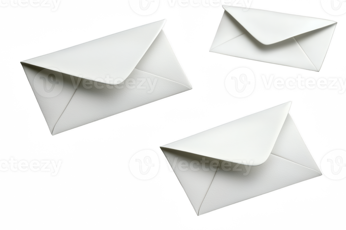 A White envelopes in various sizes arranged artistically, perfect for invitations or correspondence. Their clean design adds touch of elegance to any message png