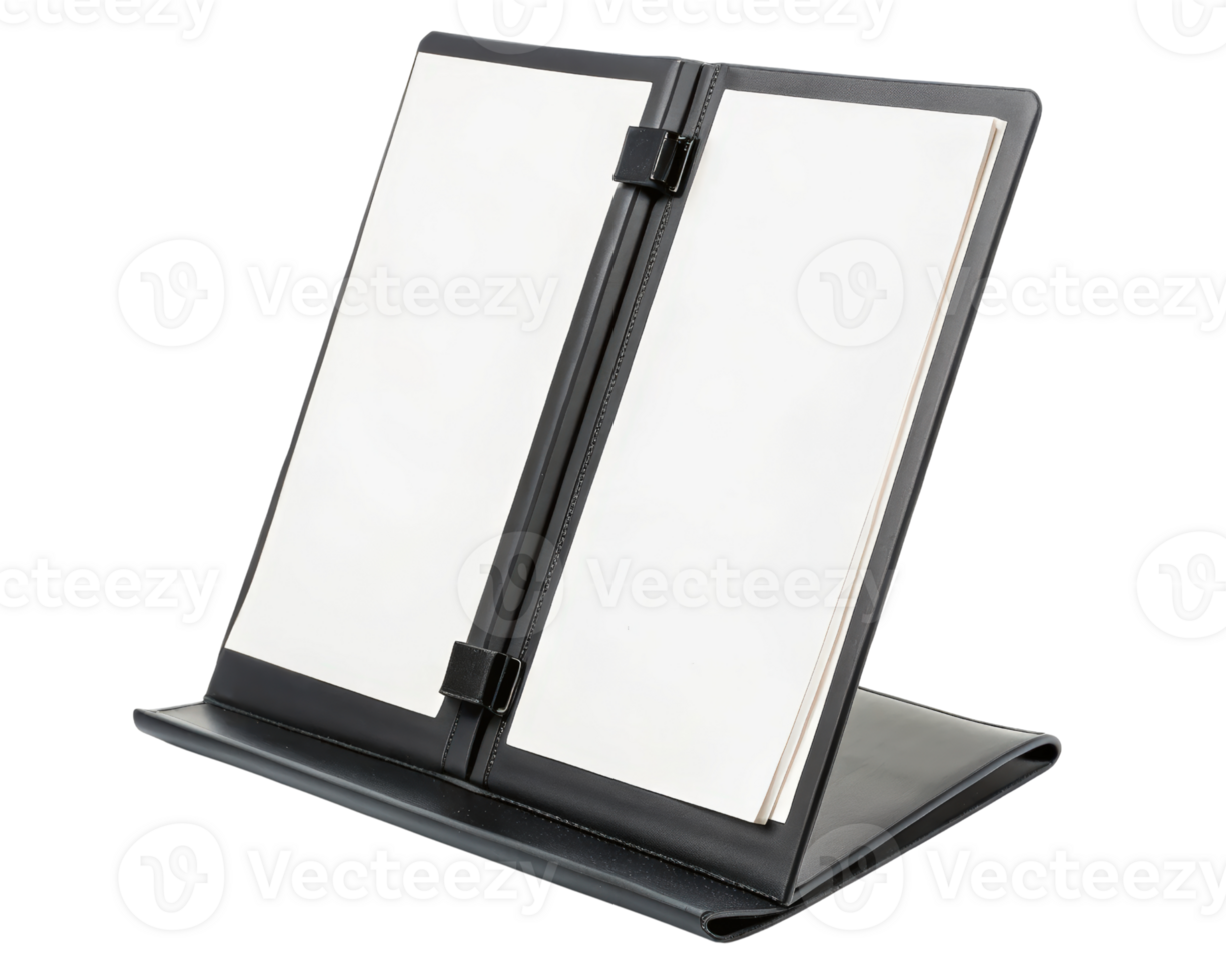 Black double-sided document holder on a transparent background png