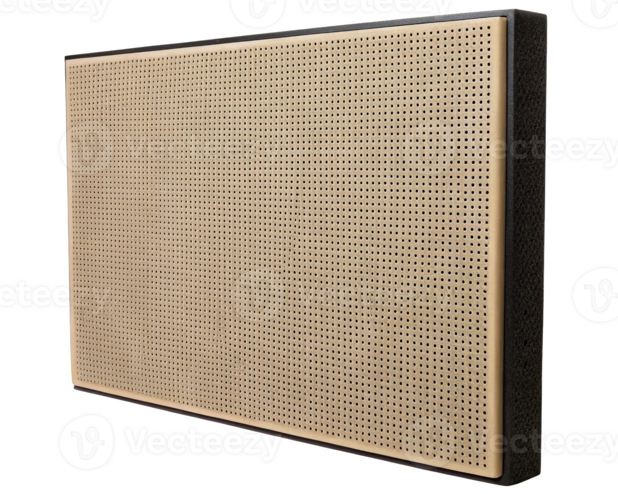 Beige perforated acoustic panel on a transparent background png