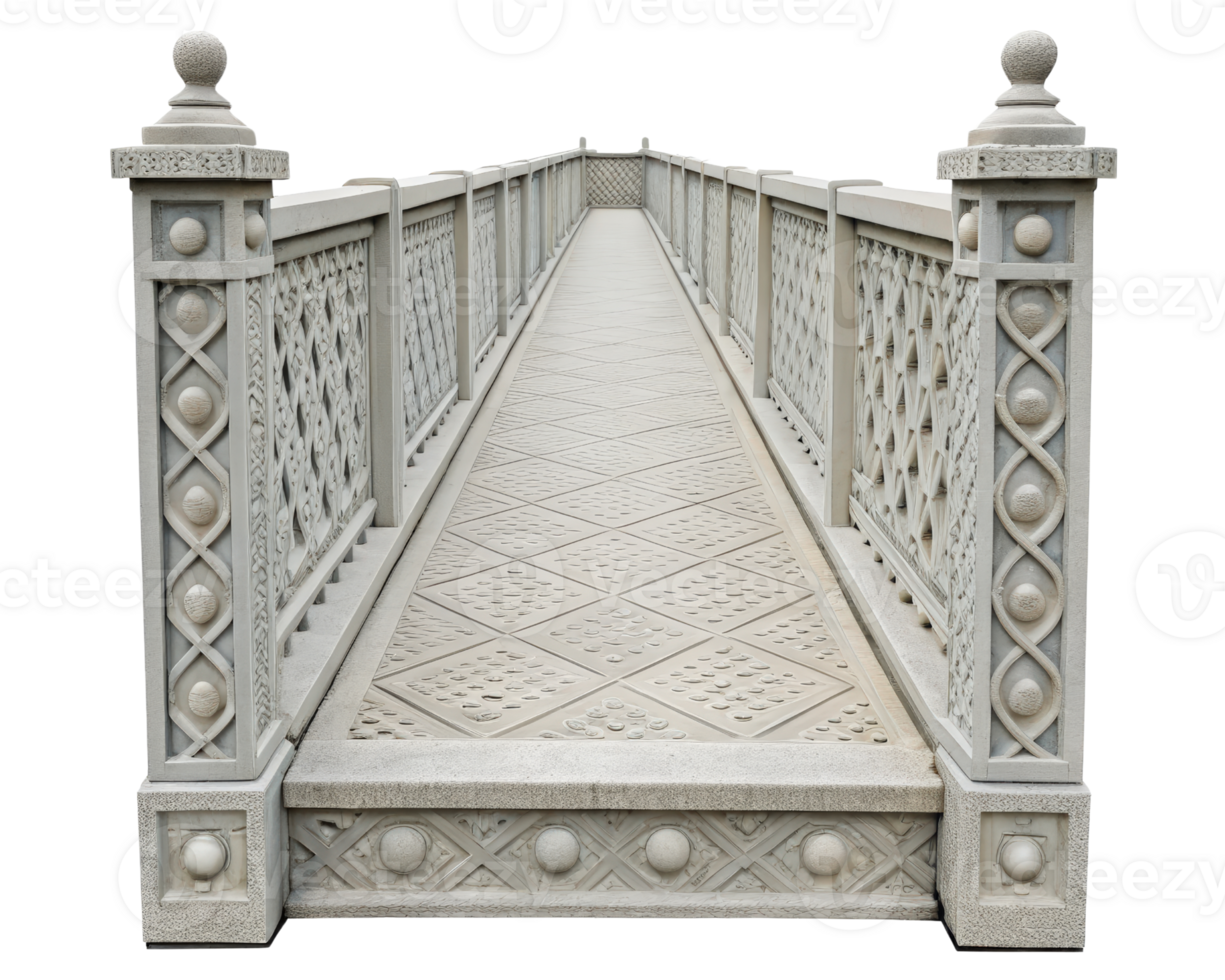 Ornate stone footbridge on a transparent background png