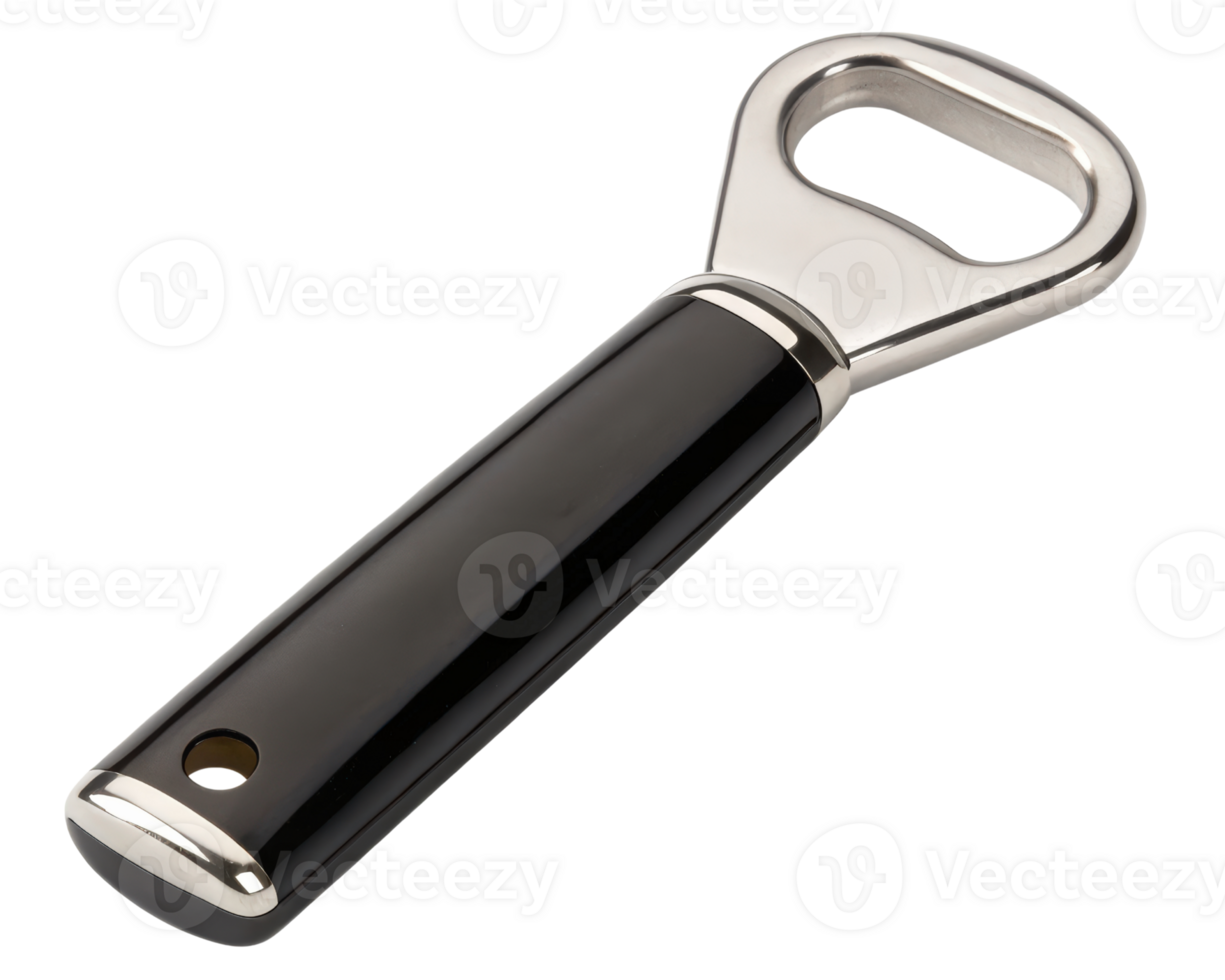 Black handled bottle opener on a transparent background png