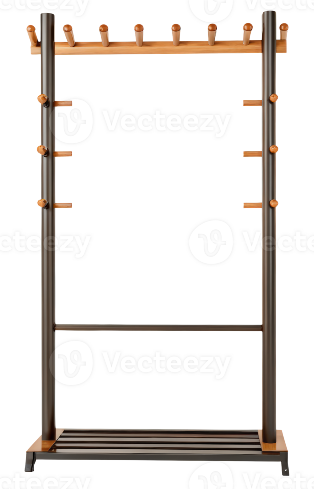 Wooden coat rack with shelf on a transparent background png