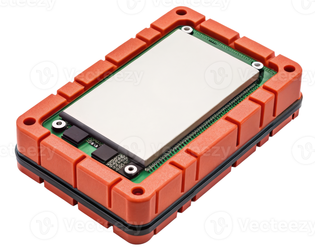 Orange protective case for electronics on a transparent background png