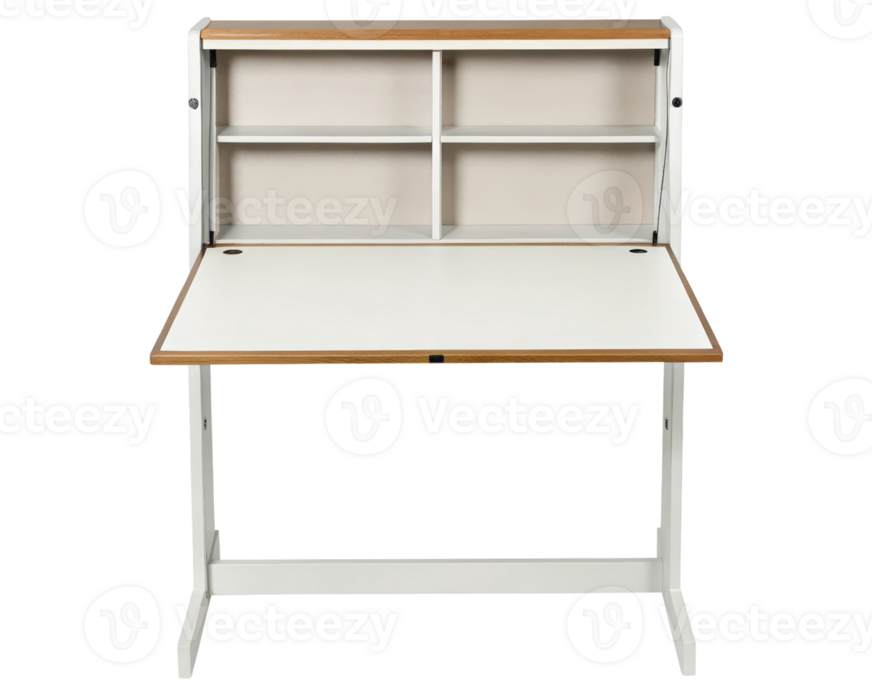 White foldable study desk on a transparent background png