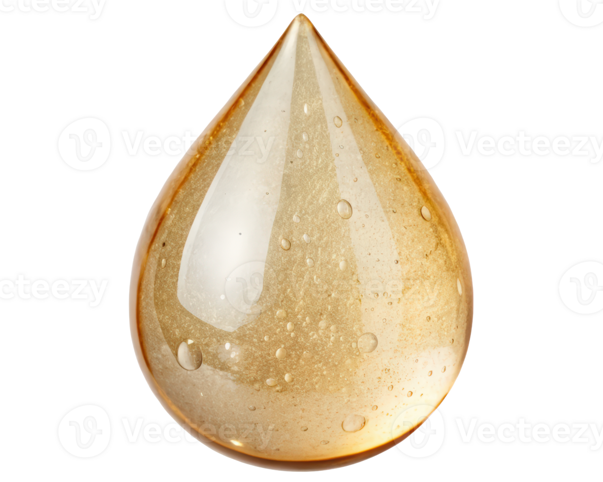 A drop of golden oil on a transparent background png