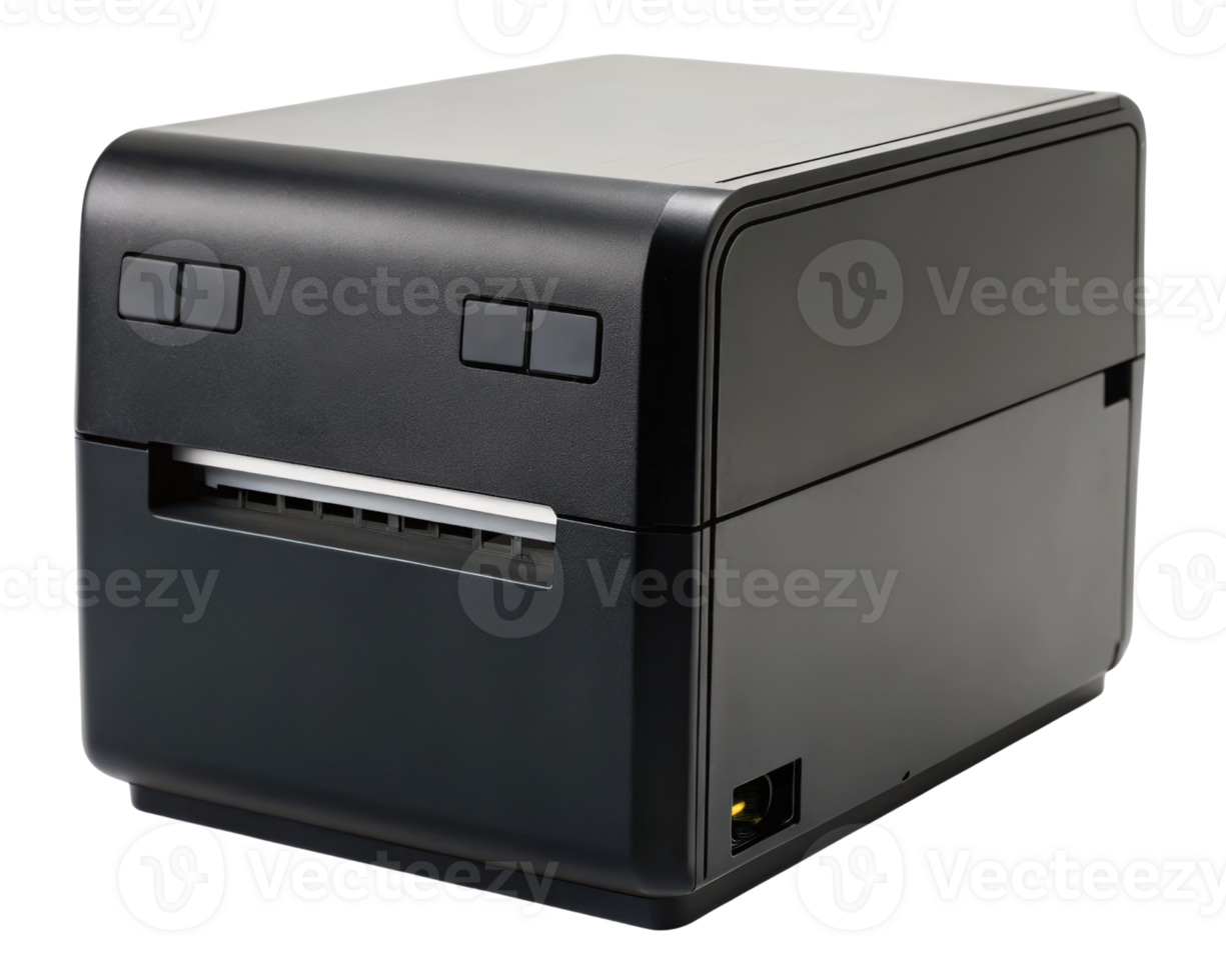 Black thermal receipt printer on a transparent background png