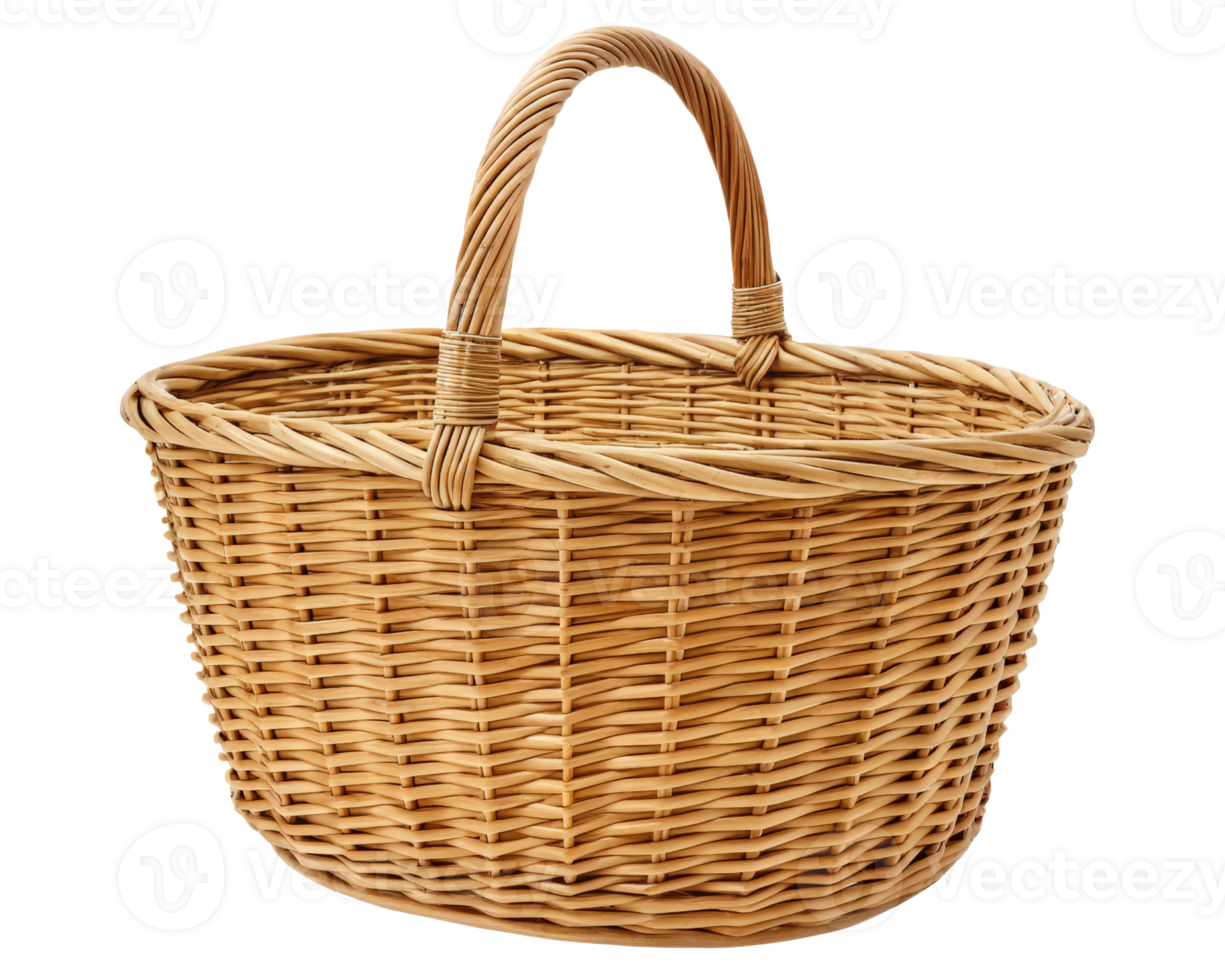 Oval wicker basket on a transparent background png