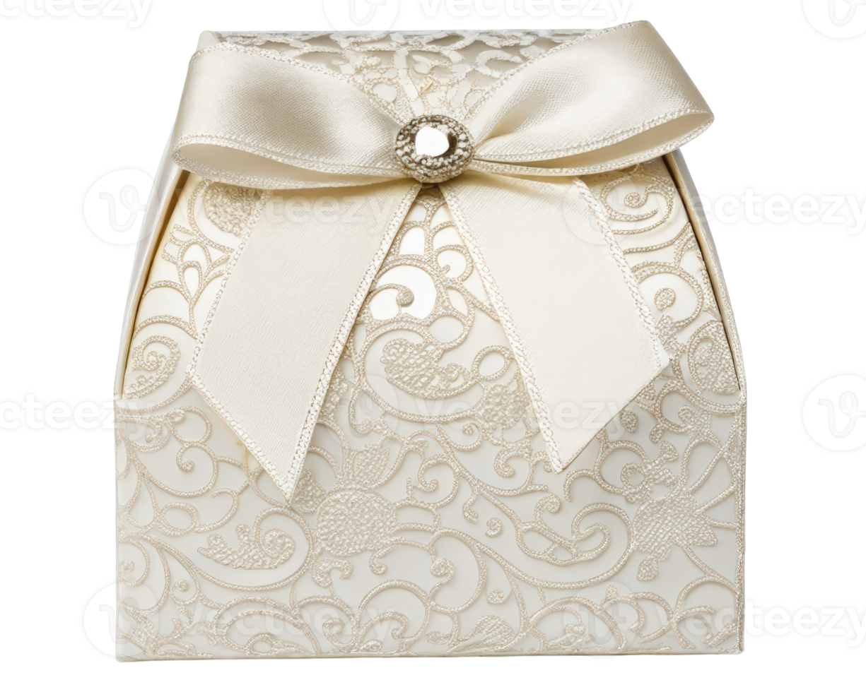 Elegant white gift box with bow on a transparent background png