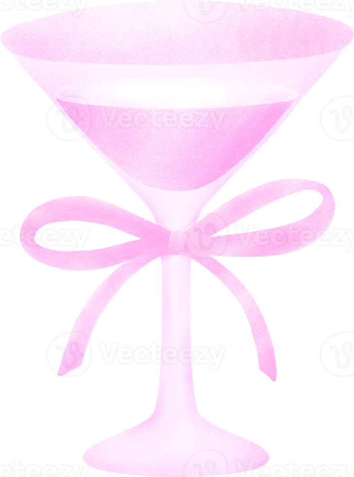 Coquette Wine Glass with Pink Bow png