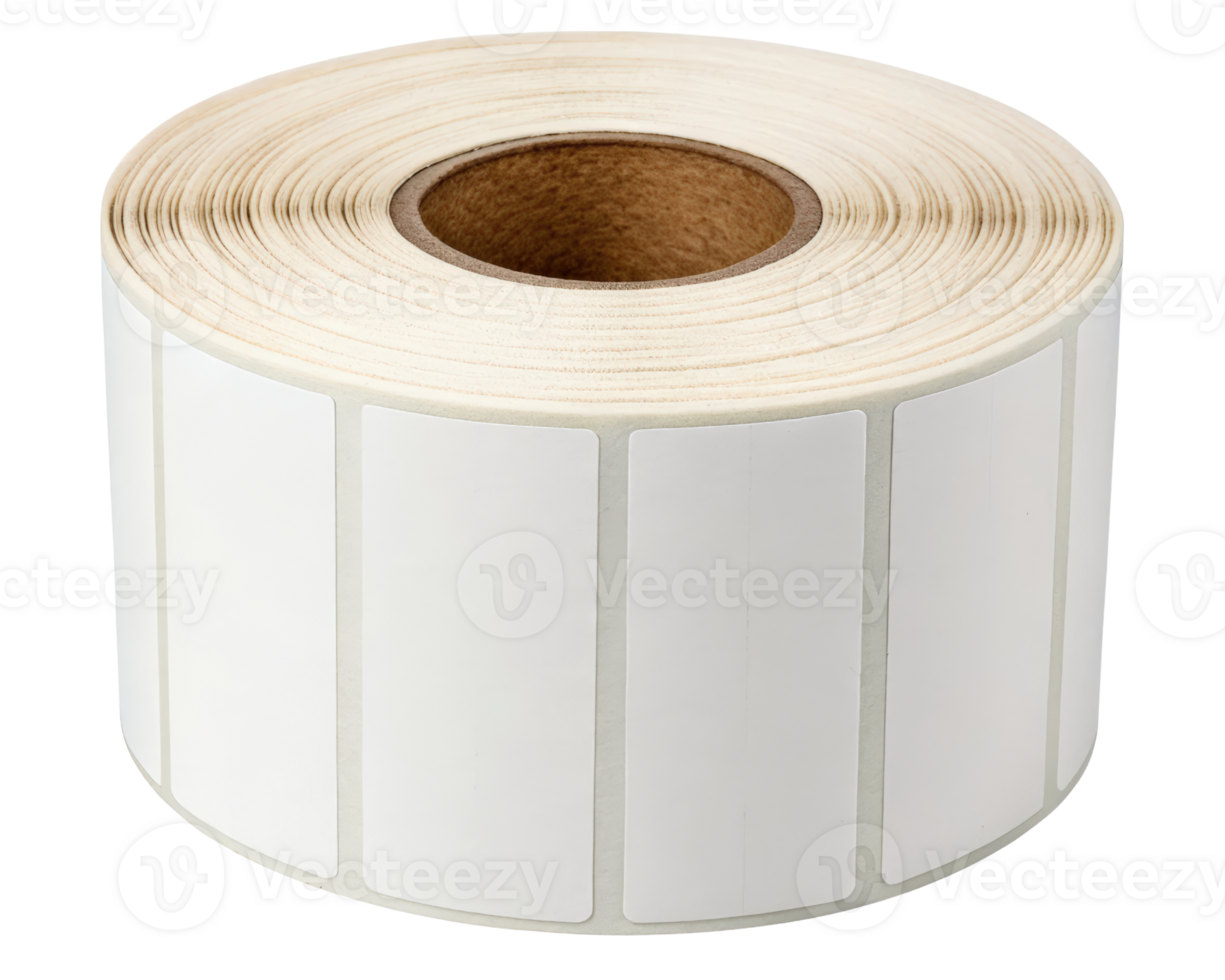 Roll of blank rectangular labels on a transparent background png