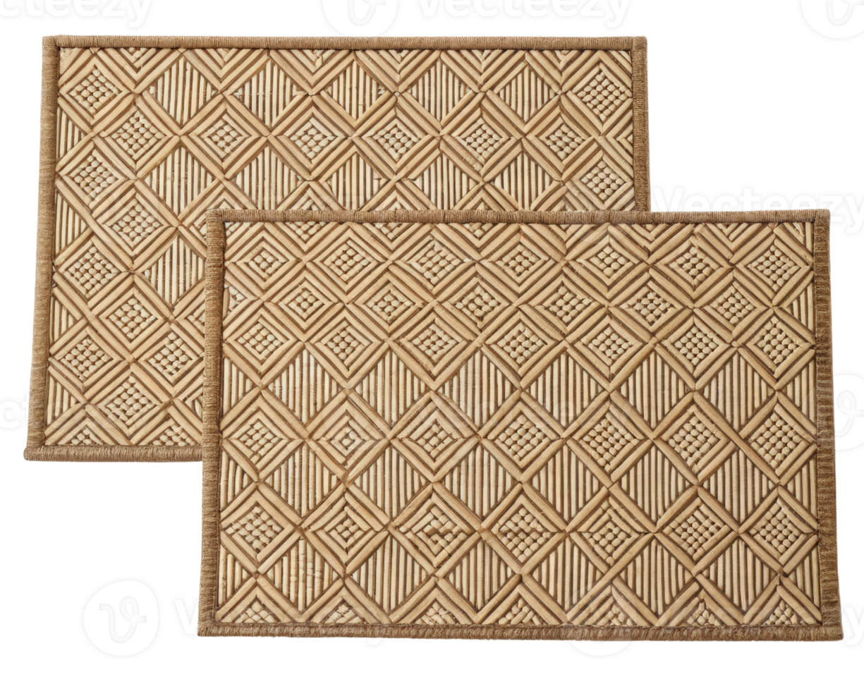 Two woven placemats on a transparent background png
