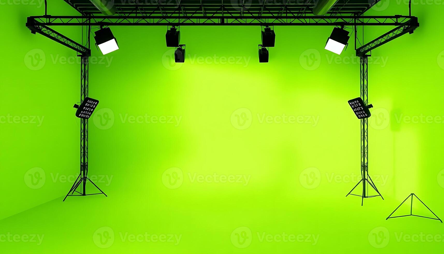 Green Screen Studio Setup with Professional Lighting for Creative Projects photo