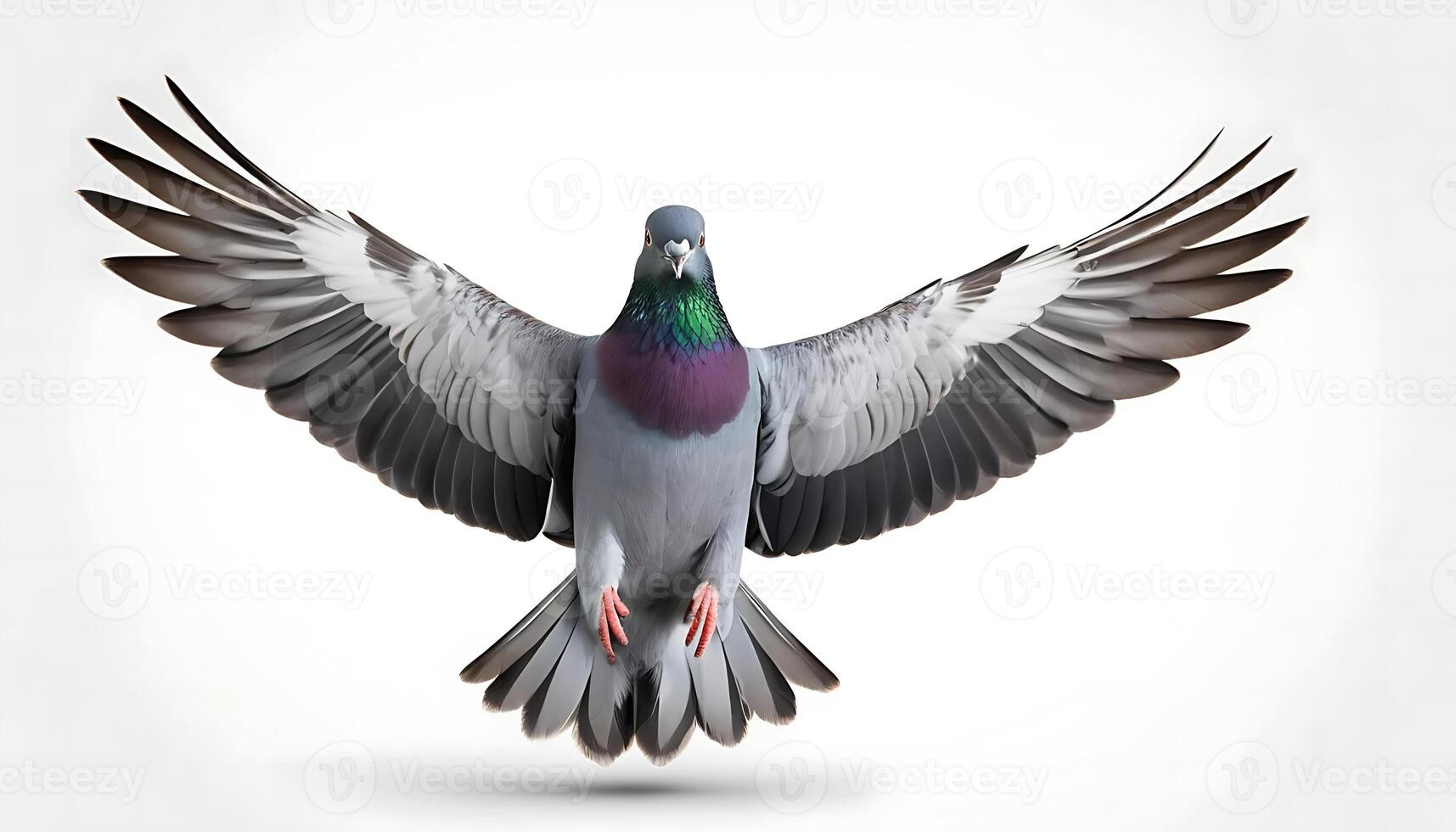 Majestic Pigeon Spreading Its Wings Against a Light Background photo