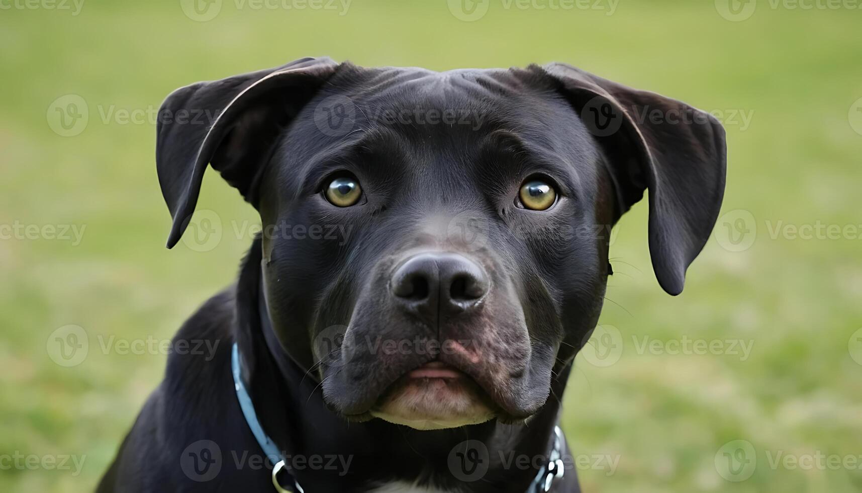 Curious Dog Portrait with Expressive Eyes in Bright Green Background photo
