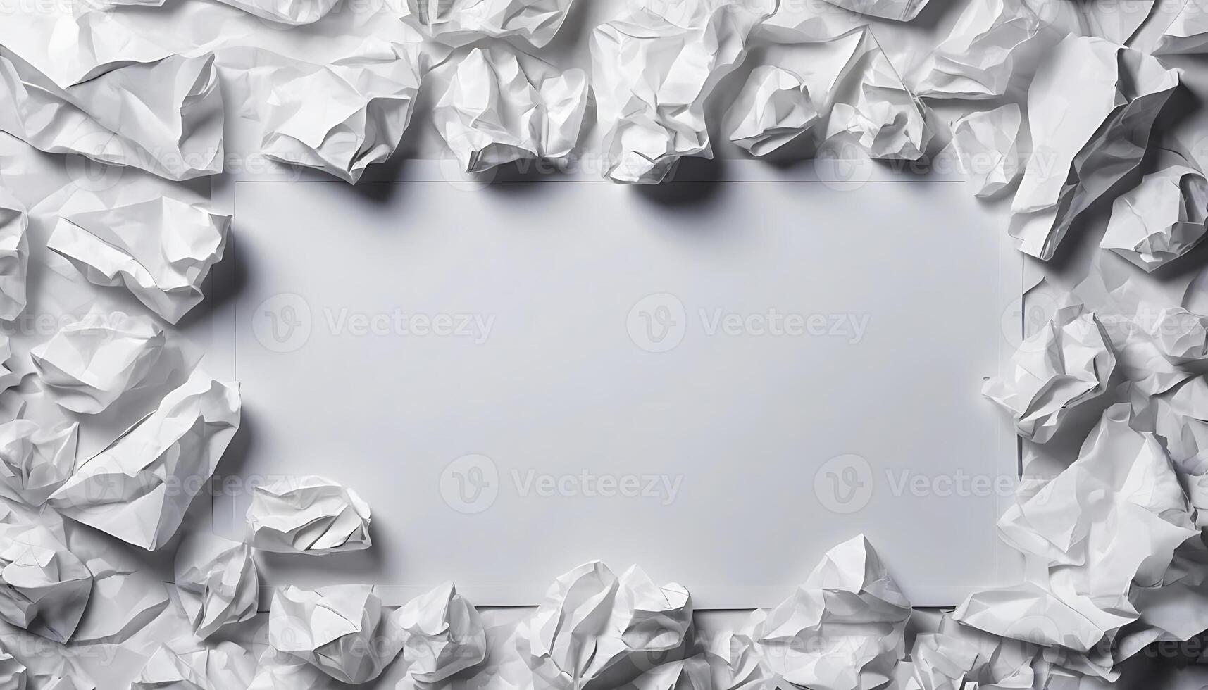 Crumpled Paper Surrounding a Blank Space for Creativity and Ideas photo